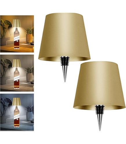 Wireless Bottle Lamp Shade Portable LED Bottle Lamps 3 Color Stepless