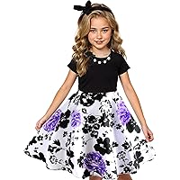 BlackButterfly Kids 'Maria' Vintage Pin Up Dress - Striped 50s Style With Red Belt | Soft Stretchy Cotton