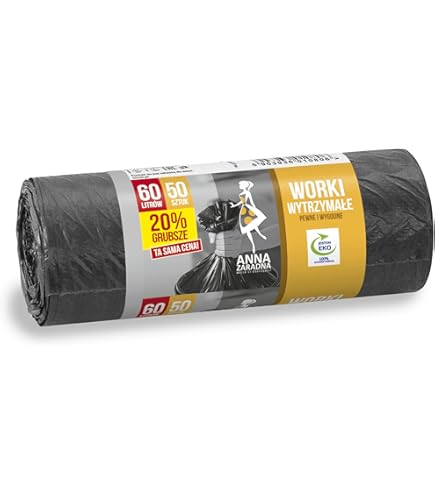 ANNA ZARADNA ST-AZ-010547 Heavy Duty 60 Litre Heavy Duty Tear-Proof Bin Liners | Rubbish Bags For Household And Office Waste Thick LDPE - Black ( Pack Of 10 - View #10
