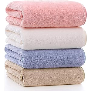 AUV バスタオル マイクロファイバー ホテル仕様 大判 4色4枚セット 吸水速乾 ふわふわ 肌触り抜群