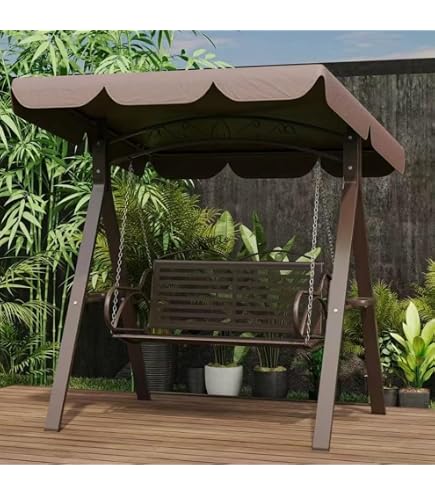 Amazon.co.jp: ガーデン ブランコ 屋外 3人用パティオスイングチェア 