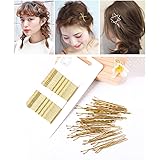 shefun ヘアピン 髪 ピン セット 髪束ね 前髪 ヘアアレンジ ヘアクリップ 黒 ゴールドカラーピン 可愛い レディース 女の子 50枚入りJP146 (ゴールド(S1-B))