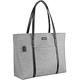 ビジネストートバッグ ラージサイズ(A4 ファイルが入る)15.6型ノートPC収納可能 通勤/出張に最適ジッパーとポケット付き多機能ワークバッグ 充電用USBポート内蔵