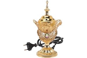 HOMSFOU Ornament Home Decor Antique Electric Bakhoor Burner Electric Incense Burner for Home Office Yoga Spa EU Plug Househol