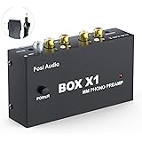 Fosi Audio BOX X1 フォノ プリアンプ MM ポータブヘッドフォンアンプ 超コンパクトミニステレオ Phono 3.5MMヘッドフォン・RCA出力 蓄音機・レコードプレーヤー ターンテーブル用 DC12V電源アダプタ付き