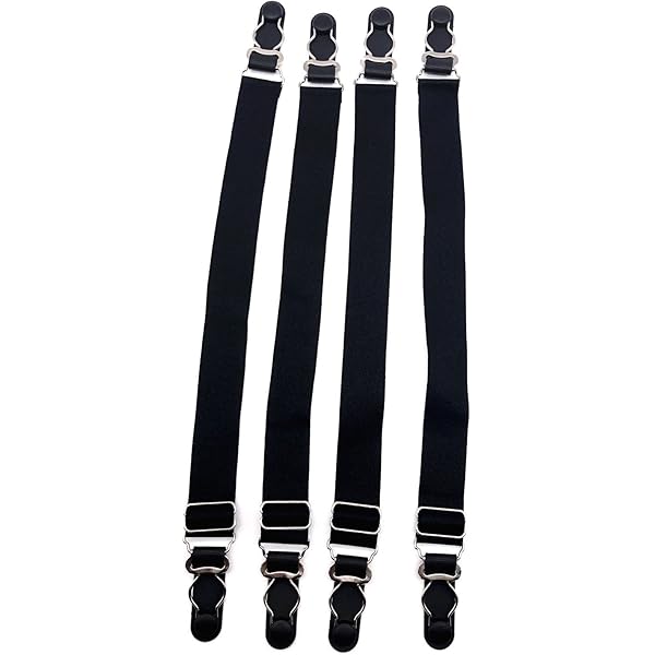 Underwear With Garters 8-Piece Elastic Stocking Clip & Garter Set  Black,  Adjustable Straps For Socks, Corsets, And Clothing