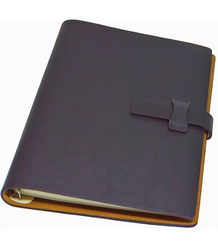 Amazon.co.jp: A5サイズ システム手帳 本革 ブラックレザー 横罫