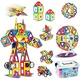 iKing 特許あり マグネットおもちゃ ブロック 収納ケース付き 磁気おもちゃ 知育玩具 磁性構築ブロック 磁石ブロック 男の子 女の子 子ども オモチャ 子供 立体パズル 幼児 知育オモチャ 積み木 DIY マグネットブロック 車 観覧車セット 磁気構造 想像力 創造力 数字カード アルファベットカード キッズ 贈り物 出産祝い ギフト 入園 誕生日 クリスマス プレゼント