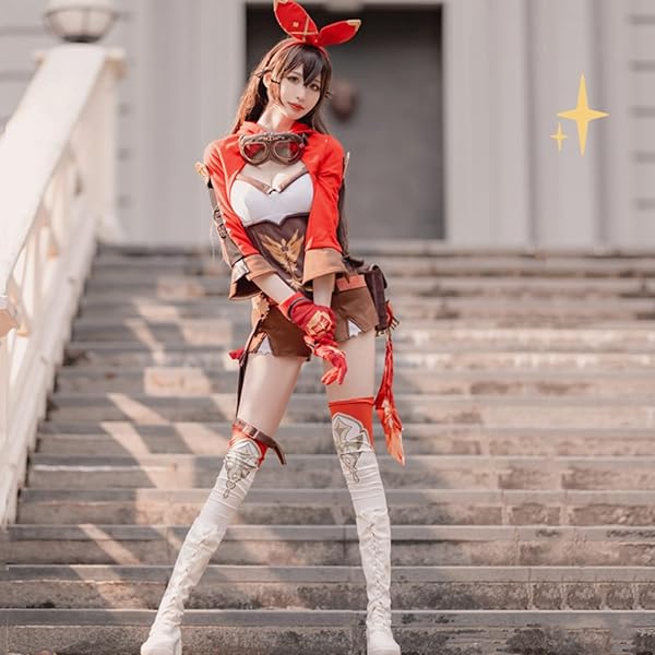 原神コスプレ アンバーコスプレ　ウィッグ、靴付きフルセット Amazon.co.jp: 原神 げんしん モンド城 コスプレ アンバー