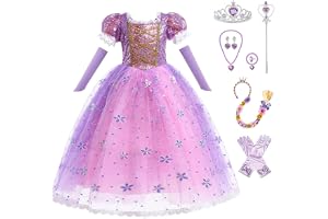 [CREDIBLE] プリンセス ドレス 子供 コスプレ 衣装 セット 豪華アクセサリー付き ・ パープルB (110cm) NT5051