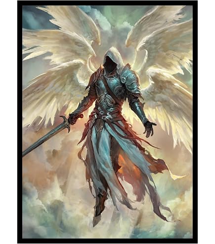 mtg angel card sleeves Fantasy North Ivarra - Daybringer Angel - 100 Matte TCG Card Sleeves  (FN49S)