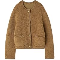 Amazon | [ミラオーウェン] 金釦ノーカラーコンパクトボアジャケット