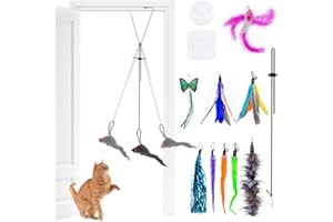 Qoosea Cat Toys Set Interactive Kitten Toys for Indoor Cats Catnip Toy Kitten Feather Wand Cat Tunnel, Cat Springs, Mice and Bells Toys, Cat Wand Toy for Cat Kitten (Medium)