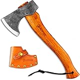 キャンプ 斧 焚き火 手斧 33cm NEDFOSS 鍛造斧 薪割り斧 ブナ柄 専用本革カバー付き おの アウトドア 薪割 枝打ち キャンプ用品 作業斧 手工具