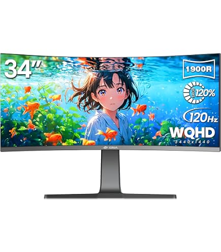 Amazon.co.jp: CRUA 34インチ ゲーミングモニター 165Hz/144Hz UWQHD