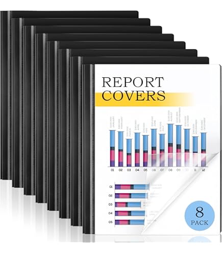 Copy Paper 100 Pcs Plastic Report Covers With 3-Prong Fasteners