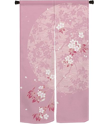 Amazon｜Qinunipoto のれん 花柄 桜の花 玉ボケ ピンク色 和風