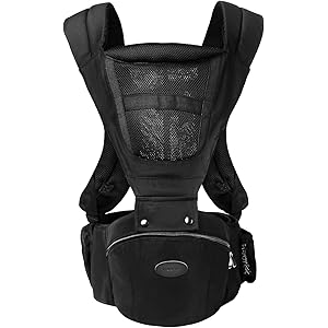 Lauce 抱っこひも ヒップシート ベビーキャリア ポーチ 収納 安全規格取得 日本語説明書付き (ブラック)