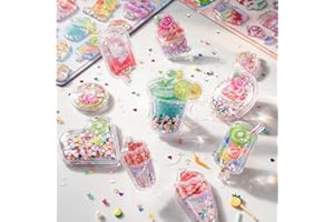 4枚入【水入りシール 国内初！】 ウォーターシール 手帳用 立体 3D【液漏れ交換可能】女の子 手帳デコ 安い ぷっくりぷくぷく かわいい 日記デコ ギフト ご褒美 手芸用品 平成 子供 キラキラ 幼稚園 小学生 プレゼント (水入れシール)