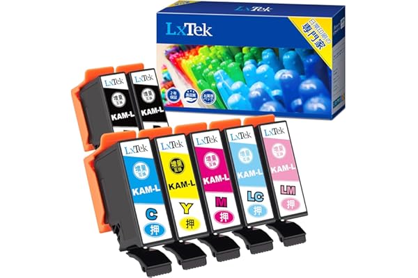 LxTek KAM-6CL-L 互換インクカートリッジ エプソン(Epson)用 KAM カメ インク 6色セット+黒1本(合計7本) 大容量 EP-881AW EP-881AB EP-882AW EP-882AB EP-883AW EP-883AB EP-884AW EP-884AB EP-884AR EP-885AB EP-885AR EP-886AW EP-886AB プリンターインク