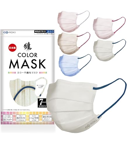 Amazon.co.jp: [ROKI] 纏 まとい 日本製 不織布 マスク バイカラー 7枚