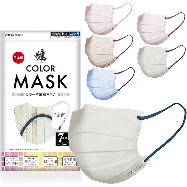 Amazon.co.jp: [ROKI] 纏 まとい 日本製 不織布 マスク バイカラー 7枚