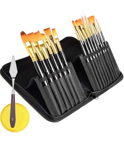 Mont Marte Brush Set With Wallet, 17 Pieces, Suitable For Oil, Acrylic, Watercolor And Gouache Paint, Easel Wallet Included - View #5