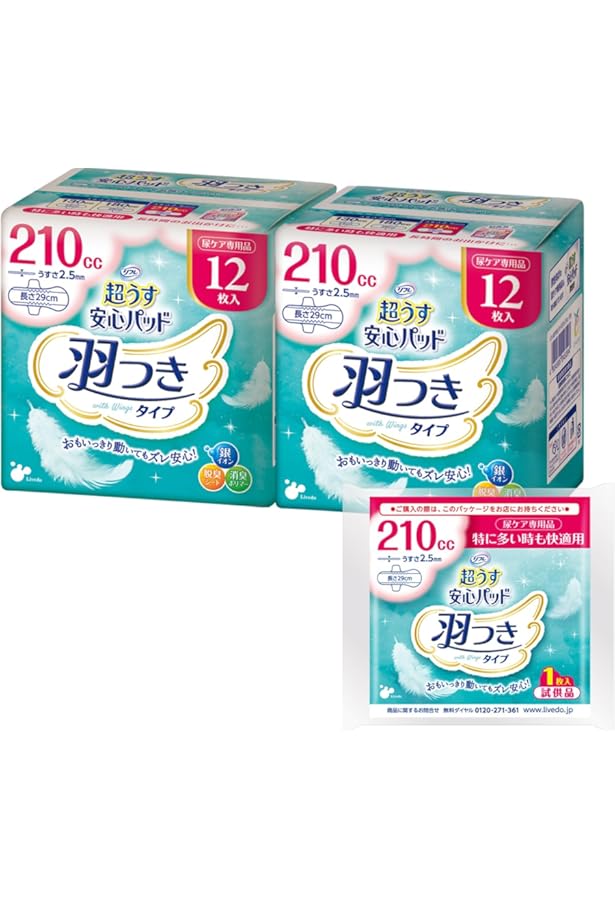 Amazon | リフレ 超うす安心パッド 羽つき210cc 12枚 | リフレ | 軽