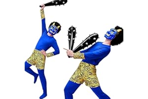 [Tumao] 節分 鬼 コスプレ 鬼 衣装 節分 コスプレ 青鬼 赤鬼 変身 鬼のお面 張子 豆まき 鬼 大人用 仮装 文化祭 イベント 学園祭 撮影 プレゼント 男女兼用 9点セット（全身タイツ + トラ柄スカート/パンツ + カフス*2 + 鬼