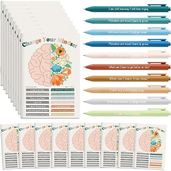 Pasimy 218 Pcs Inspirational Stationery Gifts Motivational Mini Notepad Pen Quote Bookmarks Stress Relief Stickers Inspiring Silicone Keychains Kid A - View #5