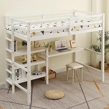 メッシュ床板・Sシングル】ロフトベッドパイプベッド シングルハイ