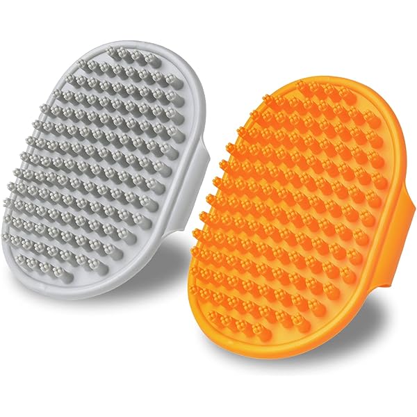 BLMHTWO 3-Pack Dog Bath Brush Set - Silicone Shampoo Scrubber & Massager For Dogs & Cats, Adjustable Handle