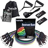 TheFitLife Exercise Resistance Bands with Handles - 5 Fitness Workout Bands Stackable up to 110-300lbs, Training Tubes with L