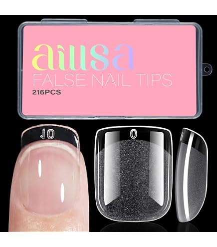 Amazon | AILLSA ミディアムアーモンド型 ソフトジェルネイルチップ