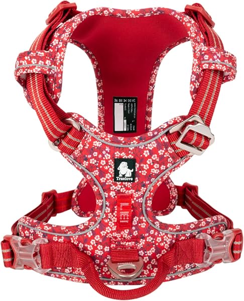 cocomall 2020 Model Dog Harness, Pet Goods, Training, 3M Reflective Material, Nylon, Small/Medium/Large Dogs, Breathable, Adjustable, M, Poppy Red - 1