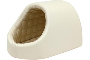 PetStyle ドーム型 ペットベッド 犬 猫 ベッド ひんやり 冷感 ドームベッド ペット 夏用 ハウス 犬用 ネコ おしゃれ かわいい Sサイズ (春夏/クリーム)