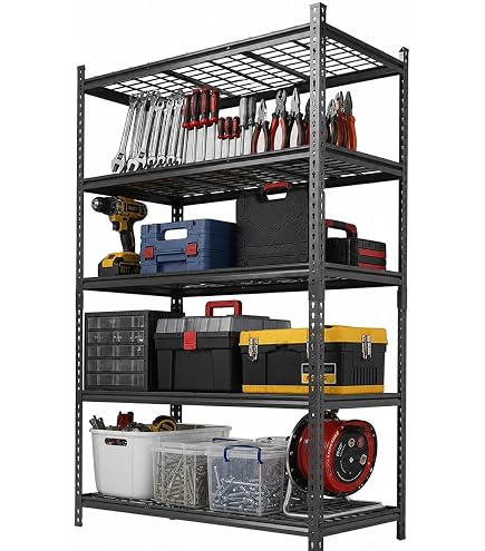 Amazon.co.jp: HOKEEPER スチールラック5段 耐荷重1134kg 61x122x183cm