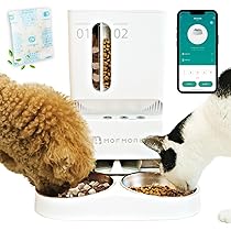 Amazon | 2種類出せる MOFMORE 自動給餌器 猫 犬 2匹 音声録音 5L大