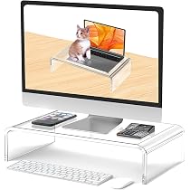Amazon.co.jp: hengshao モニター台 アクリル製 卓上 幅34×奥行19×高さ