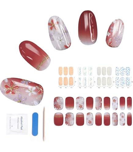 Amazon.co.jp: S＆K NAIL レッド ＆ ボルドー ネイルシール 貼るだけ