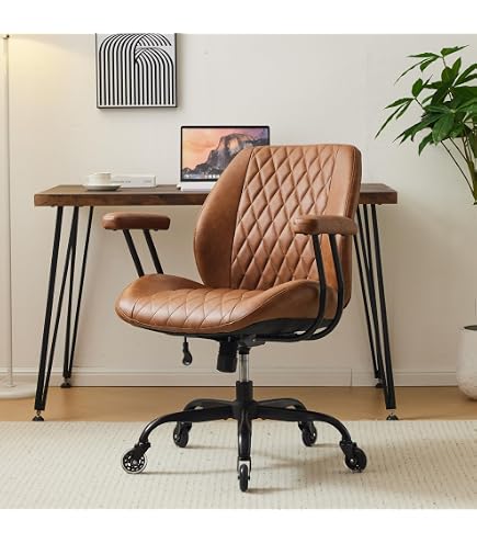 OSP Deluxe Wood Banker's Desk Chair - Adjustable Height, Locking Tilt, Fruitwood Finish | Padded Office Chair With Wheels - View #11