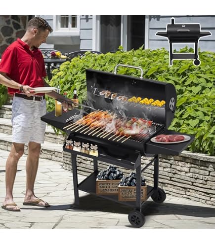 Amazon.co.jp: バーベキューコンロ 2か所同時に焼き分け可能 温度計
