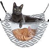 【現役獣医師監修】 Petpia 猫 ハンモック ケージ用 丈夫 キャンバス生地 夏冬両用 耐荷重10kg 47×38cm 長さ調節可 (ライトグレー・オルテガ)