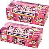 驚異の防臭袋 BOS (ボス) おむつが臭わない袋 2個セット 赤ちゃん用 おむつ 処理袋 【カラー：ピンク】 (Mサイズ 90枚入)