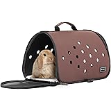 petsfit ペットキャリーバッグ うさぎ モルモット フェレット 猫用 小型犬 マット付き 折りたたみ 通気性 （車載/手提げ/肩掛け） グレー/ブラウン選択可能