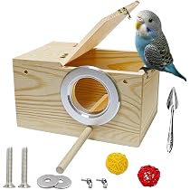 thumbnail image 2 of Handmade Wooden Nest Box For Small Birds – 6x6x4 Inches – Perfect For Parakeets, Finches, Parrolets 2 of 4