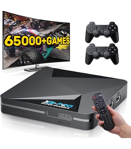 Febotak - Console Rétro Gaming 2025 Avec 40 000+ Jeux Et 23 émulateurs - 2 Manettes Sans Fil 2,4 GHz, Sortie 4K HDMI, Plug & Play - Idéal Cadeau Nostalgie
