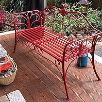 赤い金属製屋外ベンチ 赤い金属製屋外ベンチ