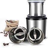 ADVWIN Electirc Coffee Grinder, Spice Grinder Machine with (Dry & Wet) Removable 2 Cups, Stainless Steel Grinder Blades for G