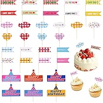 Amazon.co.jp: Liroyal ケーキトッパー ケーキ飾り (34枚) ケーキ挿入